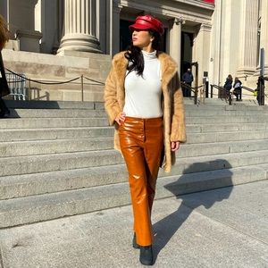 Blanknyc vegan leather pleather pants cognac